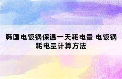 韩国电饭锅保温一天耗电量 电饭锅耗电量计算方法